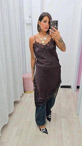 MAXI BLUSA LINGERIE MARRONE